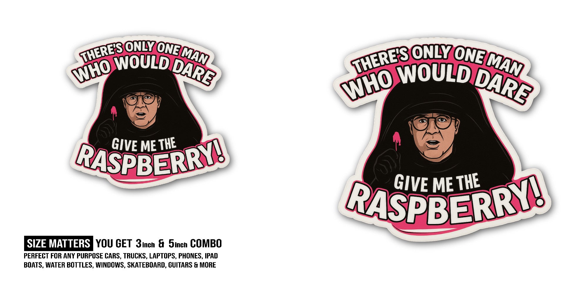 Raspberry Sticker, Waterproof Vinyl Decal Sticker Indoor Or Outdoor 2 (Pieces) 3" and 5"