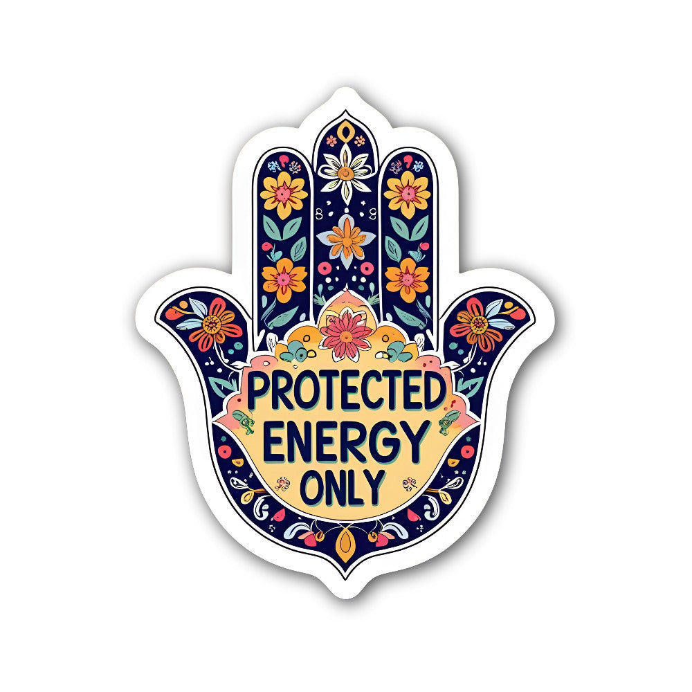Protected Energy ONLY Sticker, Waterproof Vinyl Decal Sticker Indoor Or Outdoor 2 (Pieces) 3" and 5"