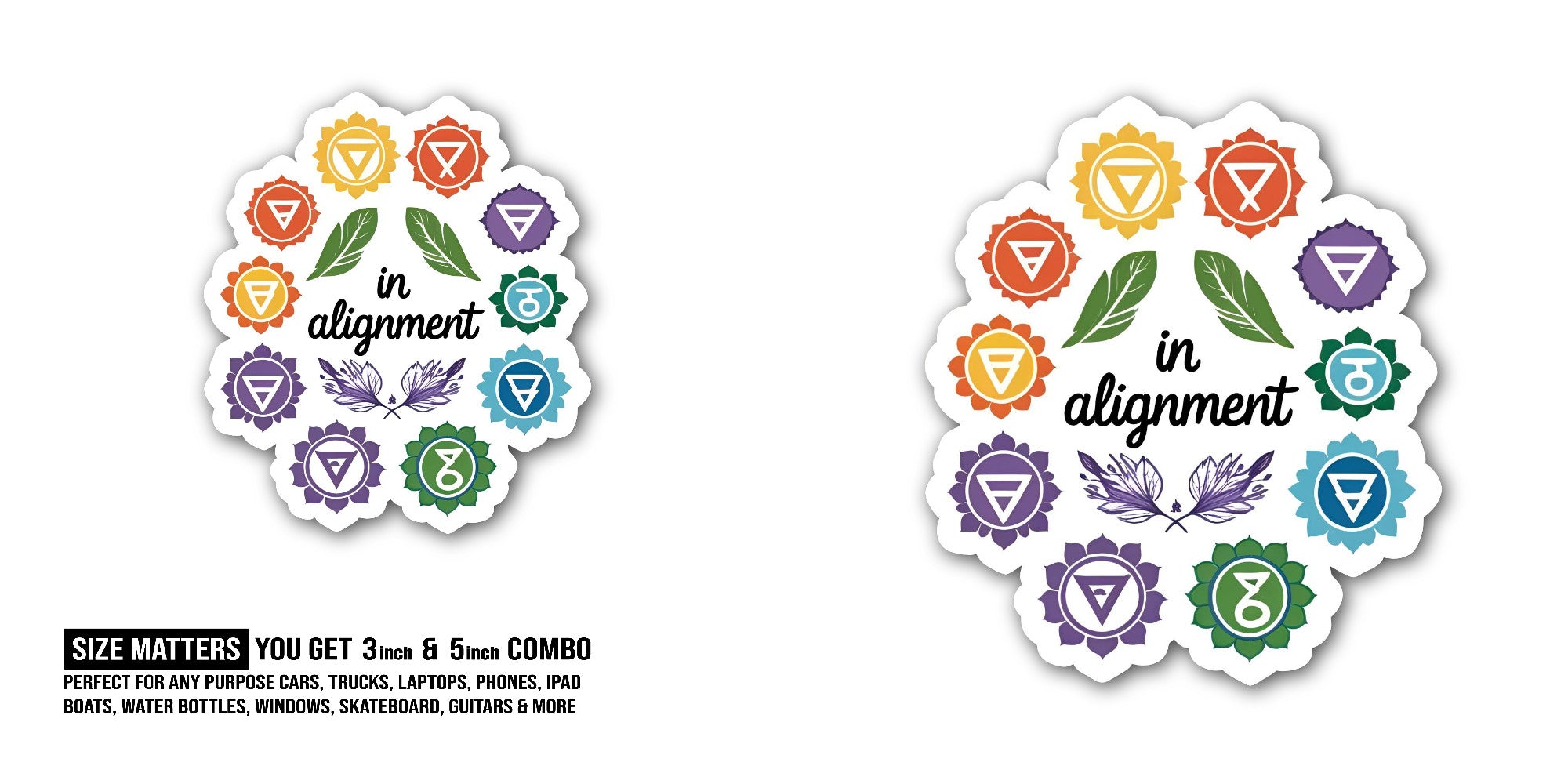 Alignm@ent Sticker, Waterproof Vinyl Decal Sticker Indoor Or Outdoor 2 (Pieces) 3" and 5"