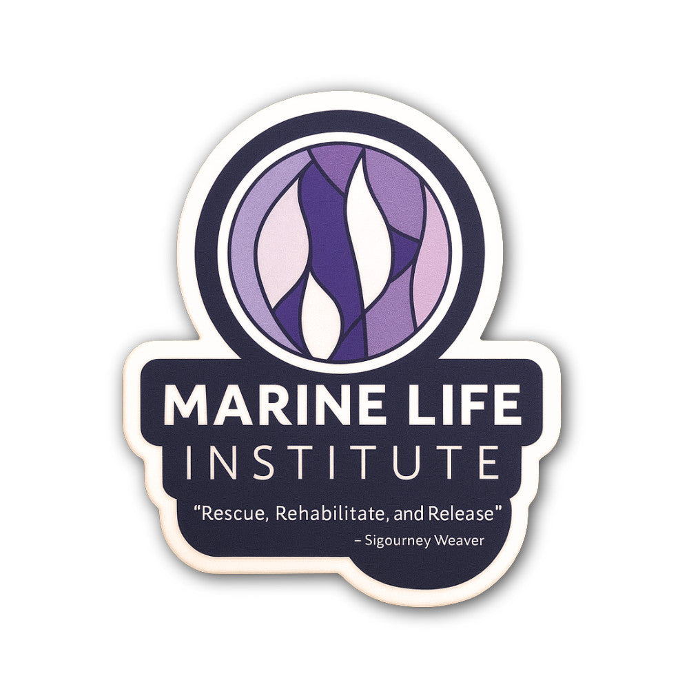 Marine Life Institute Sticker, Waterproof Vinyl Decal Sticker Indoor Or Outdoor 2 (Pieces) 3" and 5"
