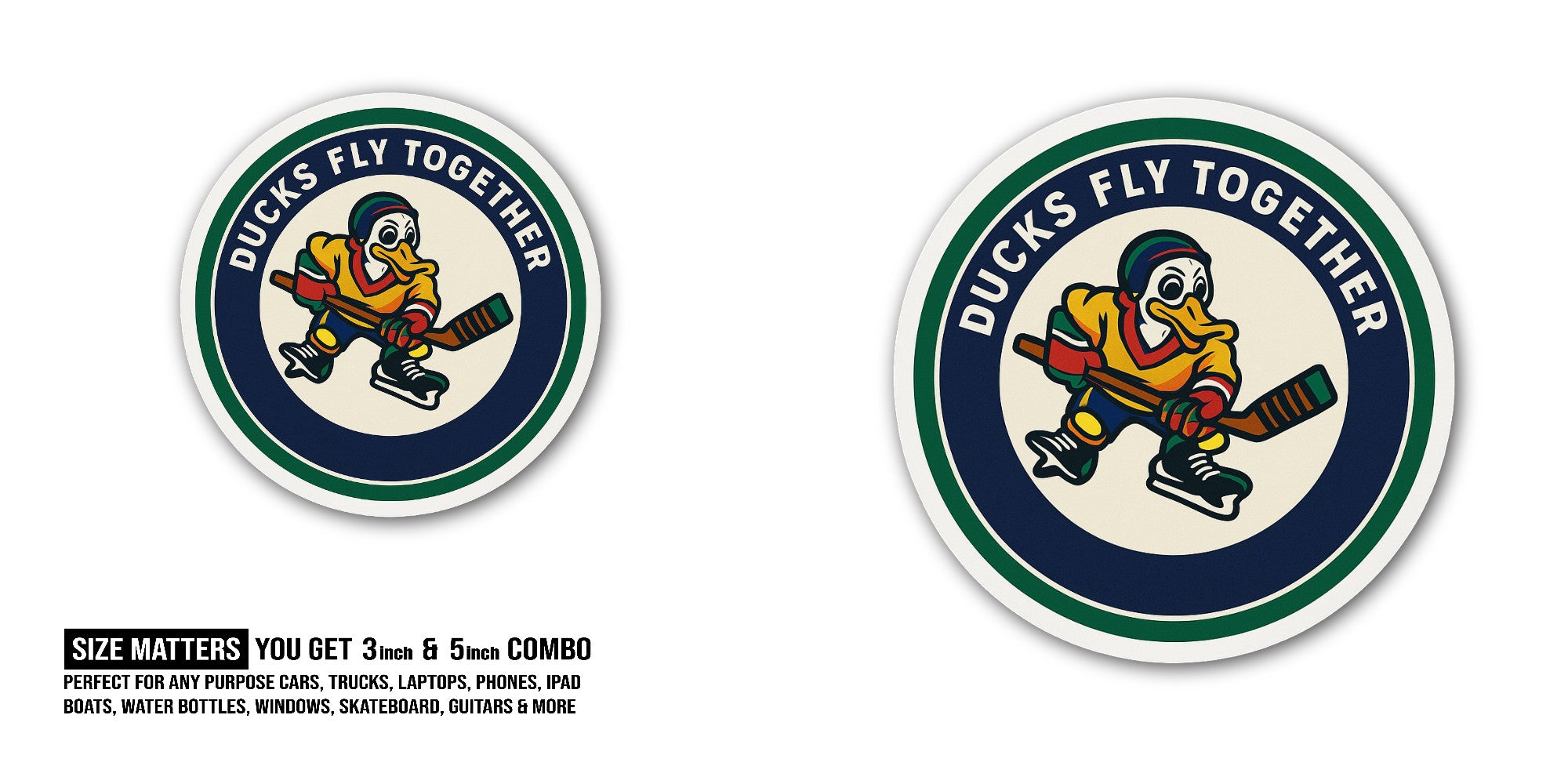 DU@CKS Fly TOGETHER Sticker, Waterproof Vinyl Decal Sticker Indoor Or Outdoor 2 (Pieces) 3" and 5"