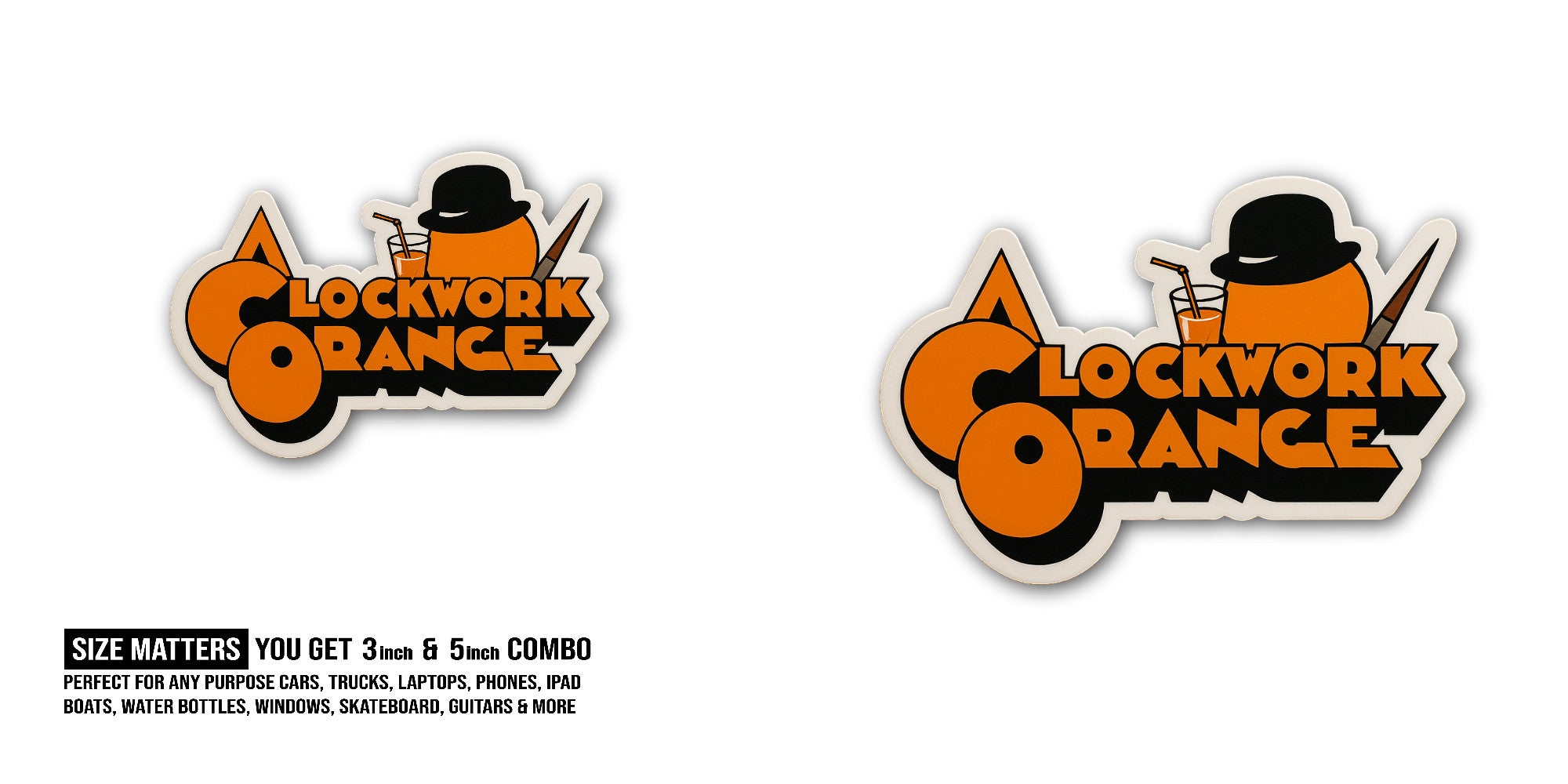 LOCKWORK Orange Sticker, Waterproof Vinyl Decal Sticker Indoor Or Outdoor 2 (Pieces) 3" and 5"