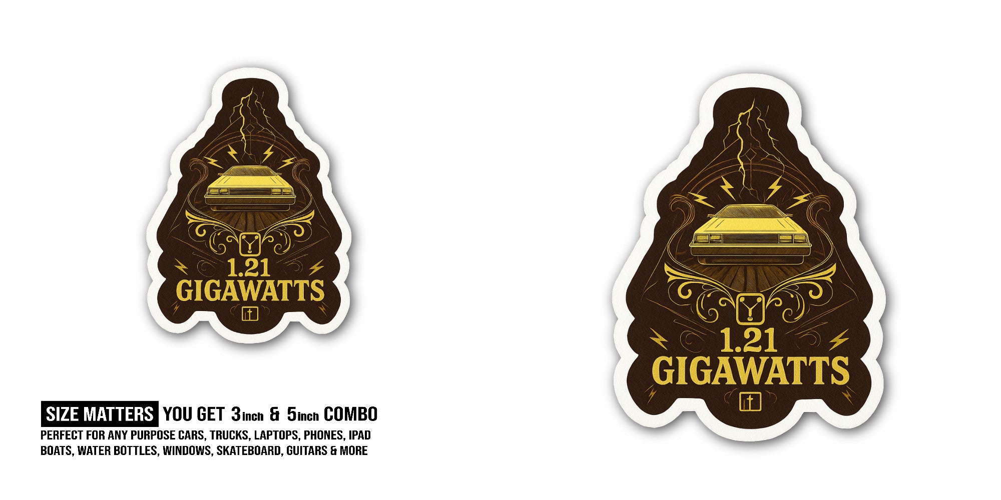 GIGAWATTS Sticker, Waterproof Vinyl Decal Sticker Indoor Or Outdoor 2 (Pieces) 3" and 5"