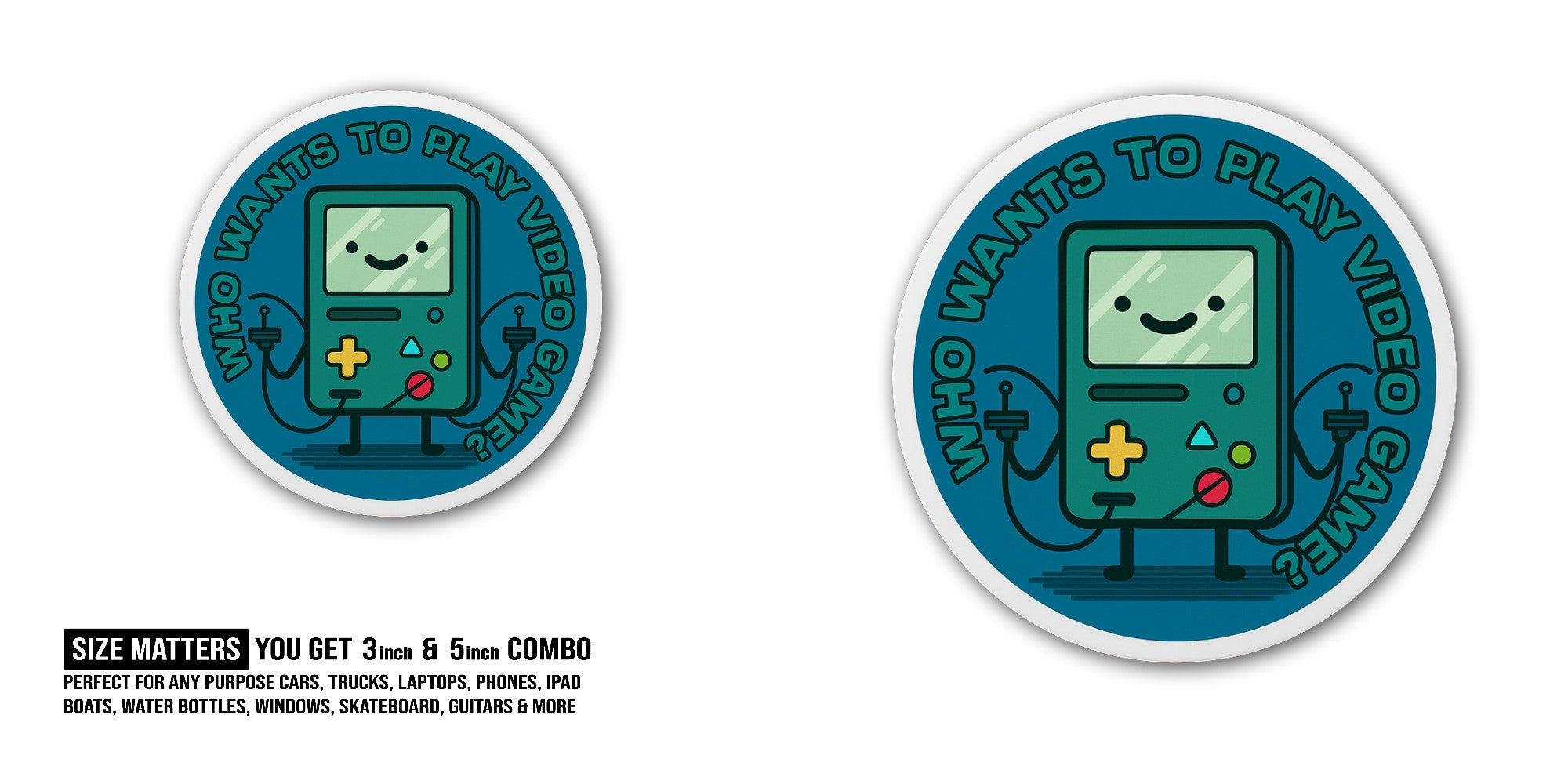 Video Game Sticker, Waterproof Vinyl Decal Sticker Indoor Or Outdoor 2 (Pieces) 3" and 5"