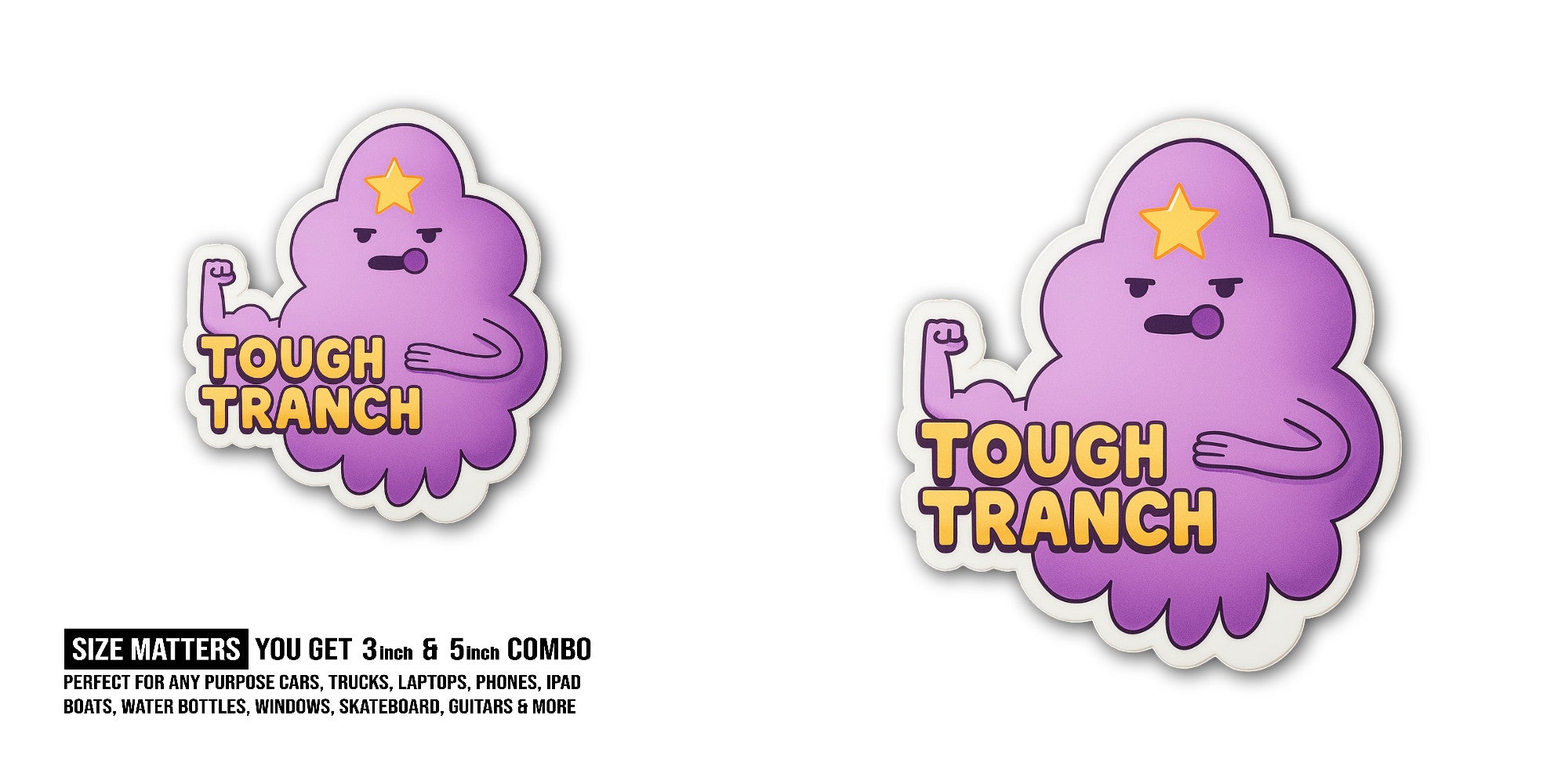 T0UGH TRANCH Sticker, Waterproof Vinyl Decal Sticker Indoor Or Outdoor 2 (Pieces) 3" and 5"