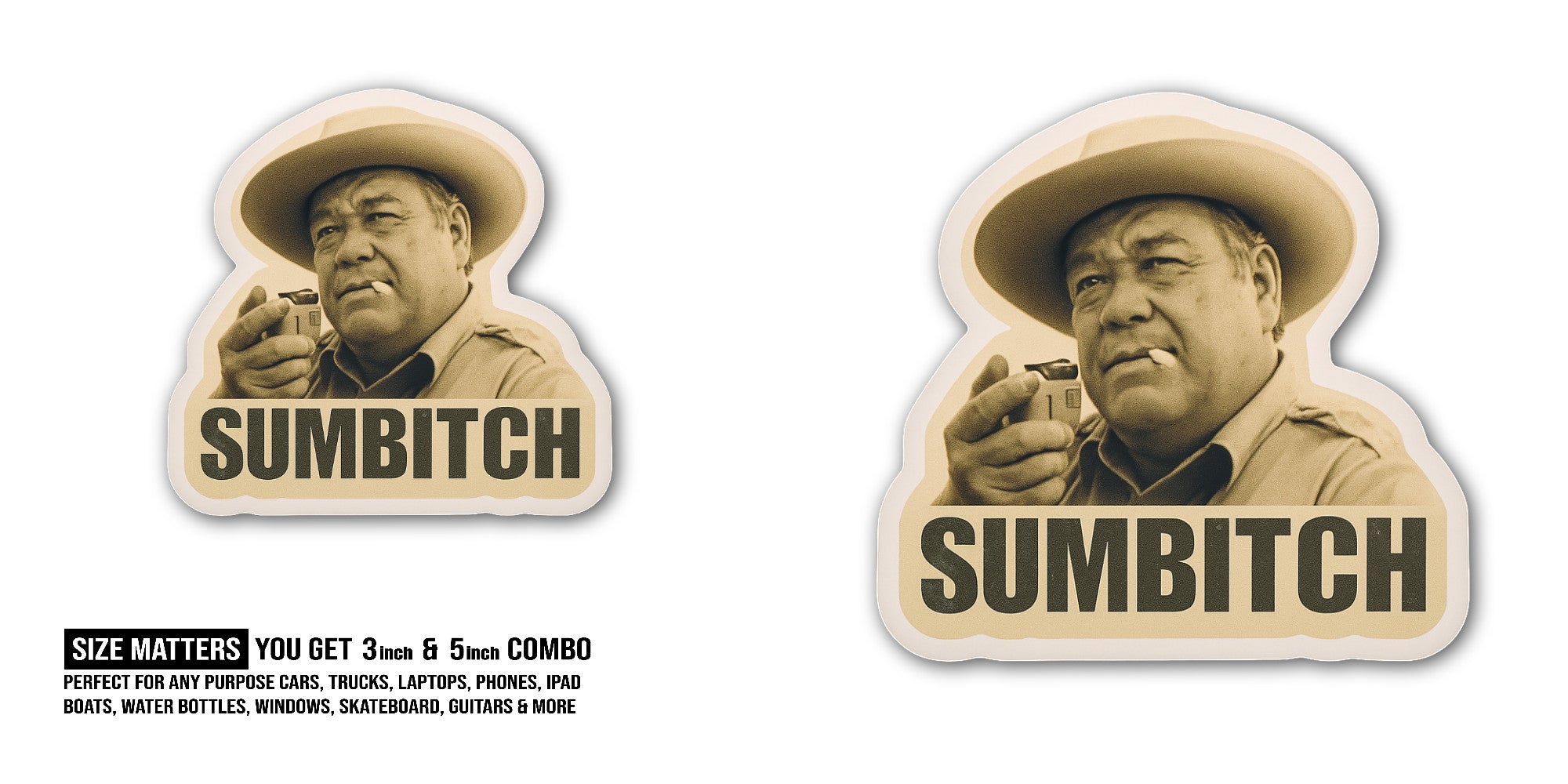 SUMBITCH Sticker, Waterproof Vinyl Decal Sticker Indoor Or Outdoor 2 (Pieces) 3" and 5"