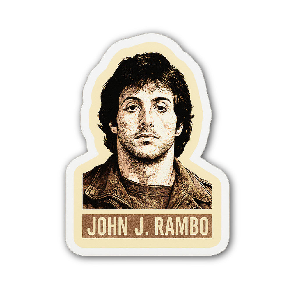 JOHN J. RAMBO Sticker, Waterproof Vinyl Decal Sticker Indoor Or Outdoor 2 (Pieces) 3" and 5"