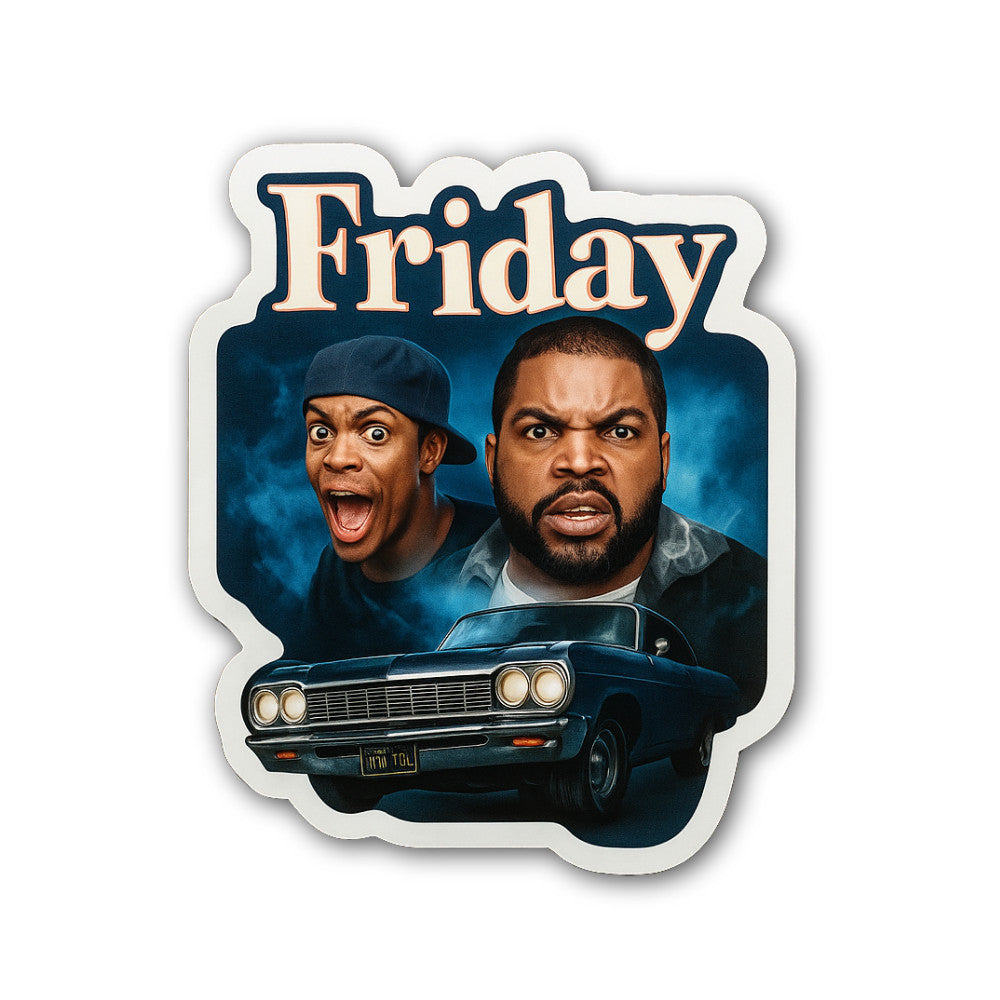Friday Sticker, Waterproof Vinyl Decal Sticker Indoor Or Outdoor 2 (Pieces) 3" and 5"