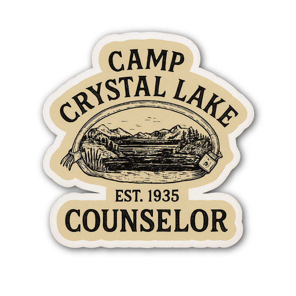 Camp Crystal Lake Counselor Sticker, Waterproof Vinyl Decal Sticker Indoor Or Outdoor 2 (Pieces) 3" and 5"