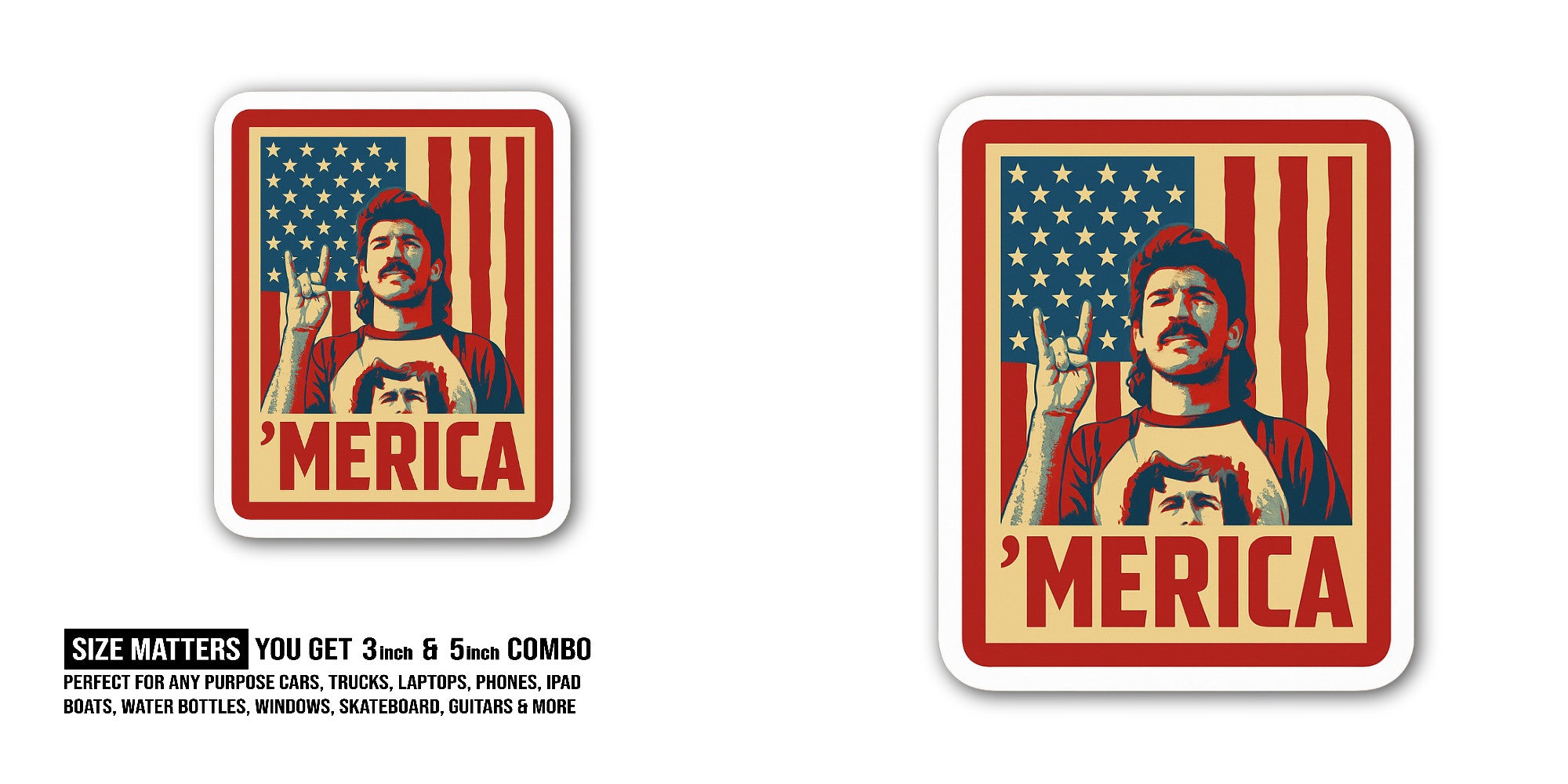 M@Erica Sticker, Waterproof Vinyl Decal Sticker Indoor Or Outdoor 2 (Pieces) 3" and 5"