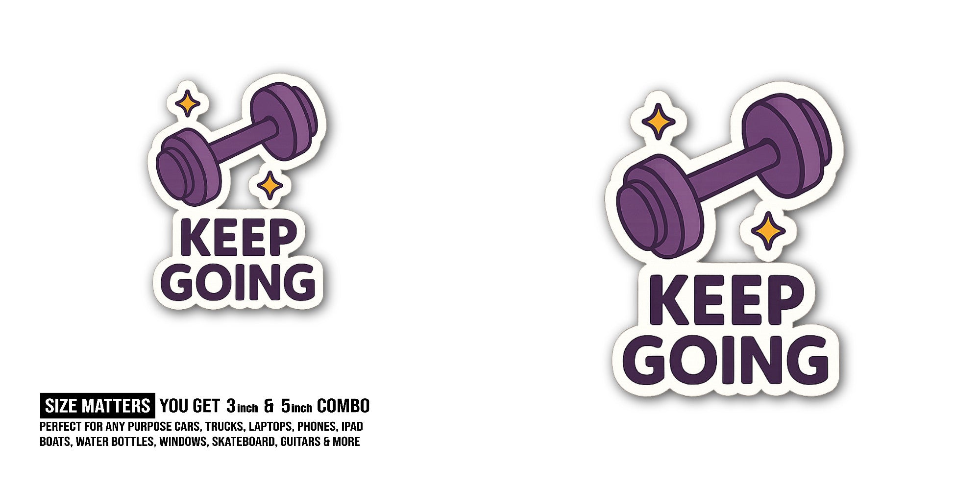 Keep G0ING Sticker, Waterproof Vinyl Decal Sticker Indoor Or Outdoor 2 (Pieces) 3" and 5"
