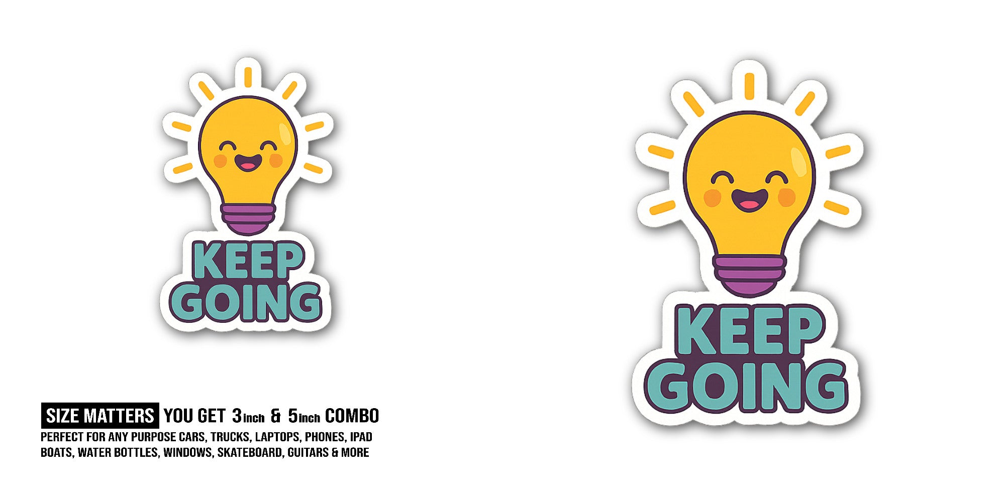 Light Bulb Sticker, Waterproof Vinyl Decal Sticker Indoor Or Outdoor 2 (Pieces) 3" and 5"