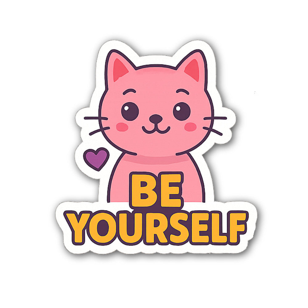 Pink Cat  Sticker, Waterproof Vinyl Decal Sticker Indoor Or Outdoor 2 (Pieces) 3" and 5"