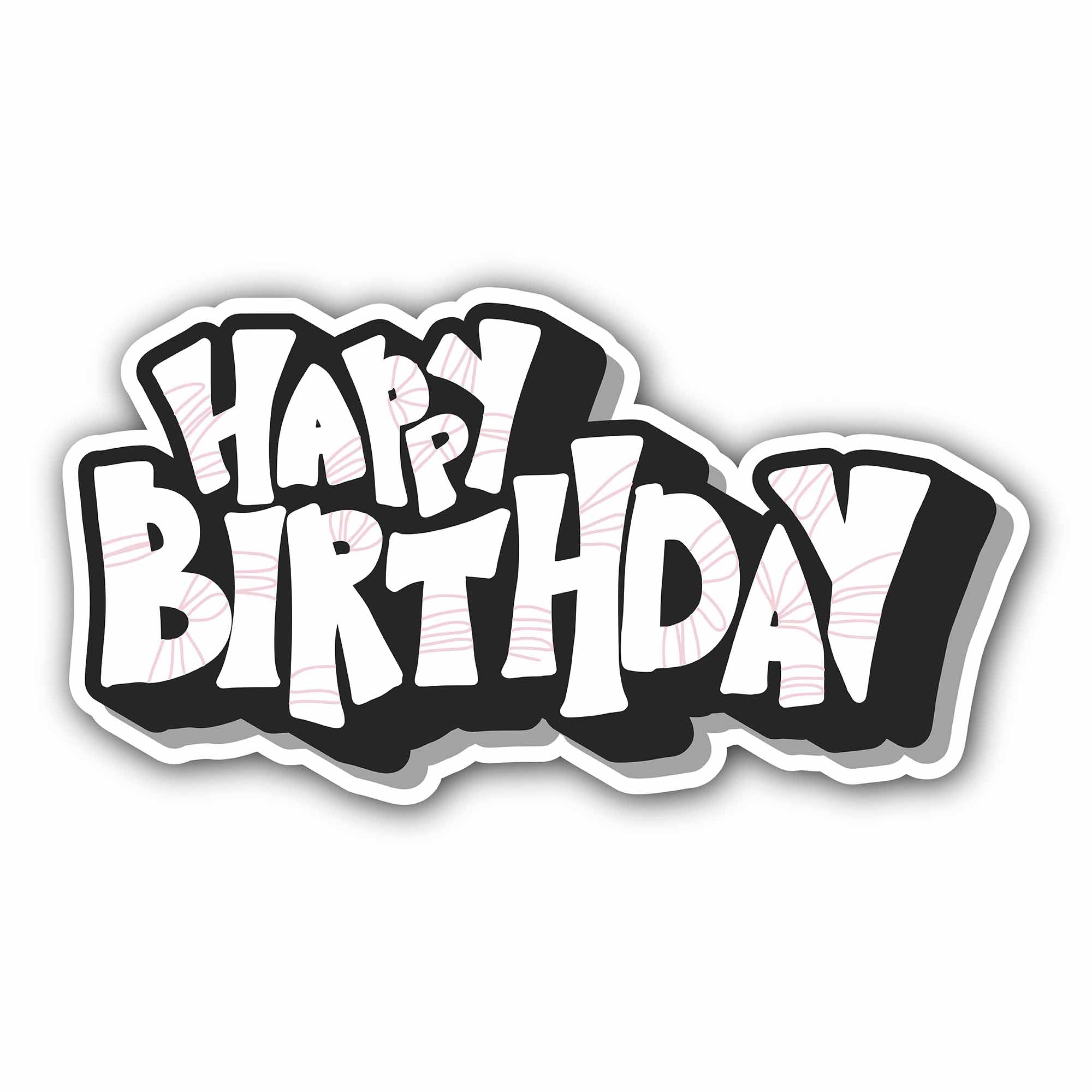 Happy Birthday Sticker, Waterproof Vinyl Decal Sticker Indoor Or Outdoor 2 (Pieces) 3" and 5"