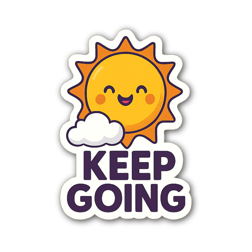 KEEP GOING & Cute Sun Sticker, Waterproof Vinyl Decal Sticker Indoor Or Outdoor 2 (Pieces) 3" and 5"