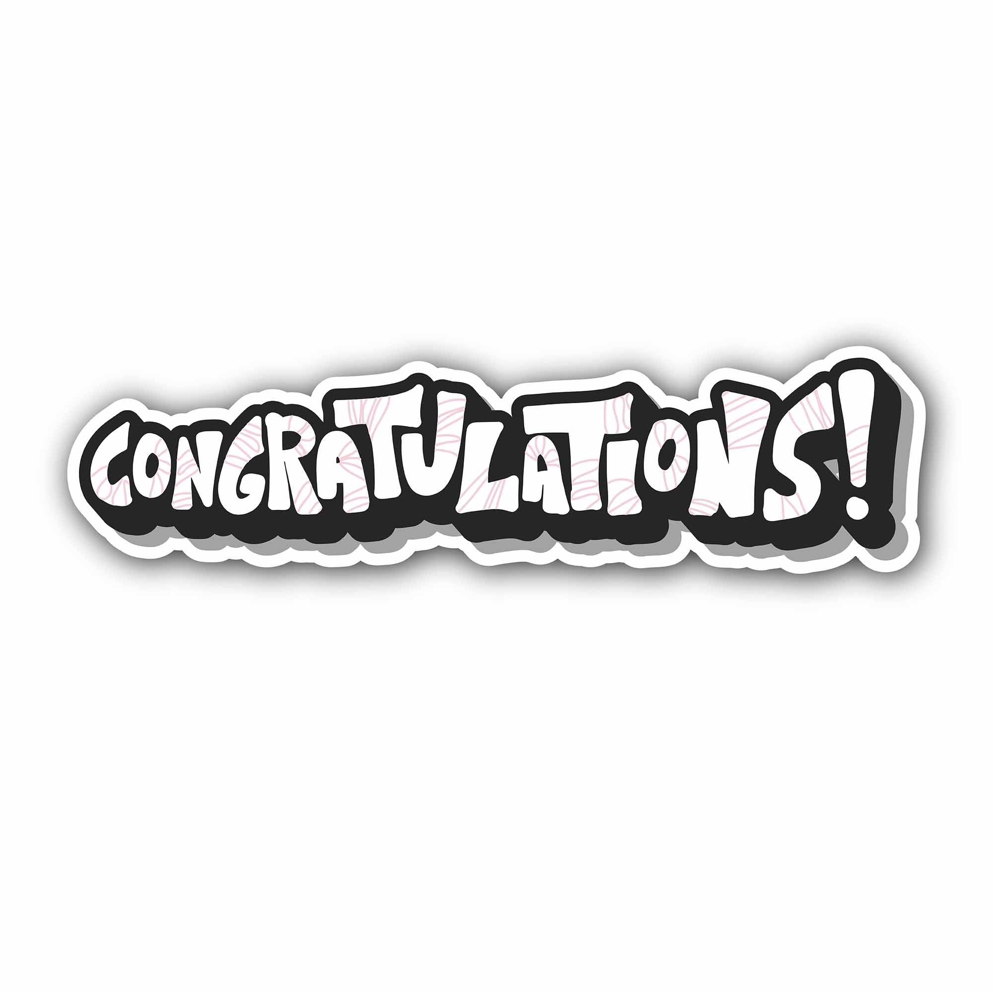 Congratulations Sticker, Waterproof Vinyl Decal Sticker Indoor Or Outdoor 2 (Pieces) 3" and 5"