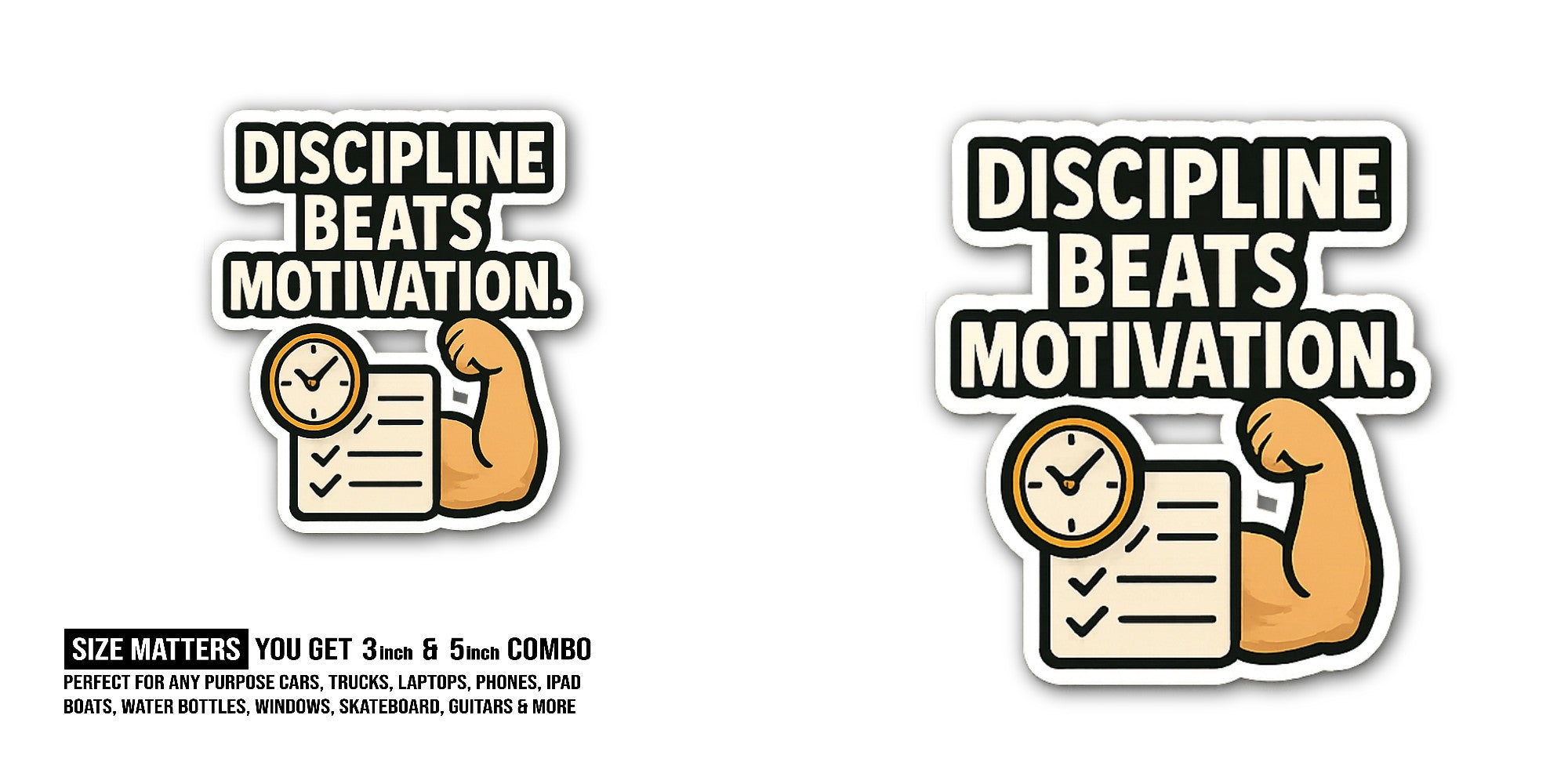 DISCIPLINE IBEATSO MOTIVATION Sticker, Waterproof Vinyl Decal Sticker Indoor Or Outdoor 2 (Pieces) 3" and 5"