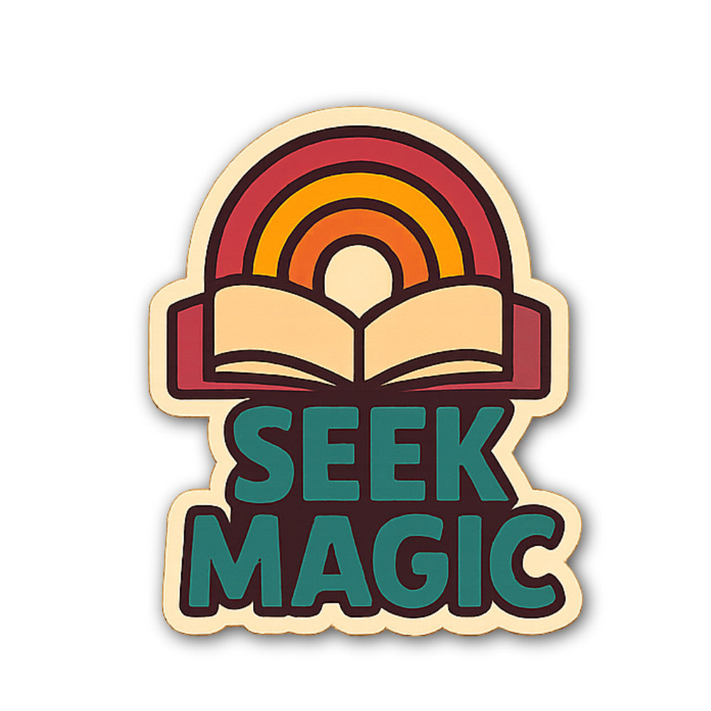 SEEK MAGIC Book Sticker, Waterproof Vinyl Decal Sticker Indoor Or Outdoor 2 (Pieces) 3" and 5"