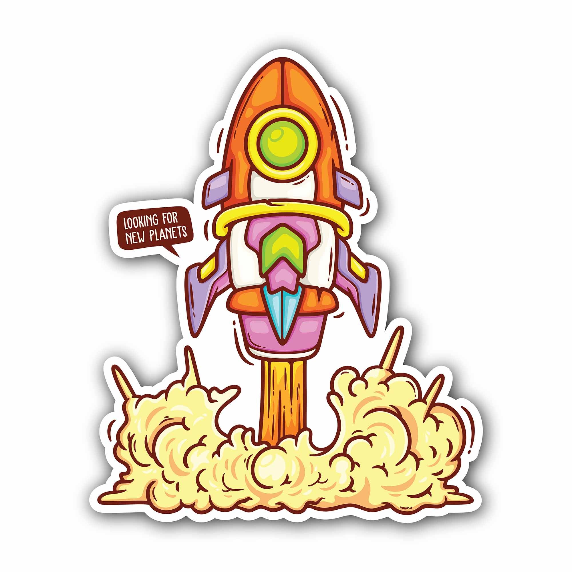 Rocket Sticker, Waterproof Vinyl Decal Sticker Indoor Or Outdoor 2 (Pieces) 3" and 5"