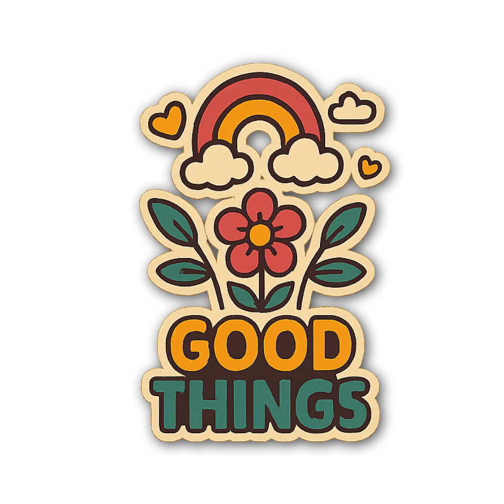 Good Things Sticker, Waterproof Vinyl Decal Sticker Indoor Or Outdoor 2 (Pieces) 3" and 5"