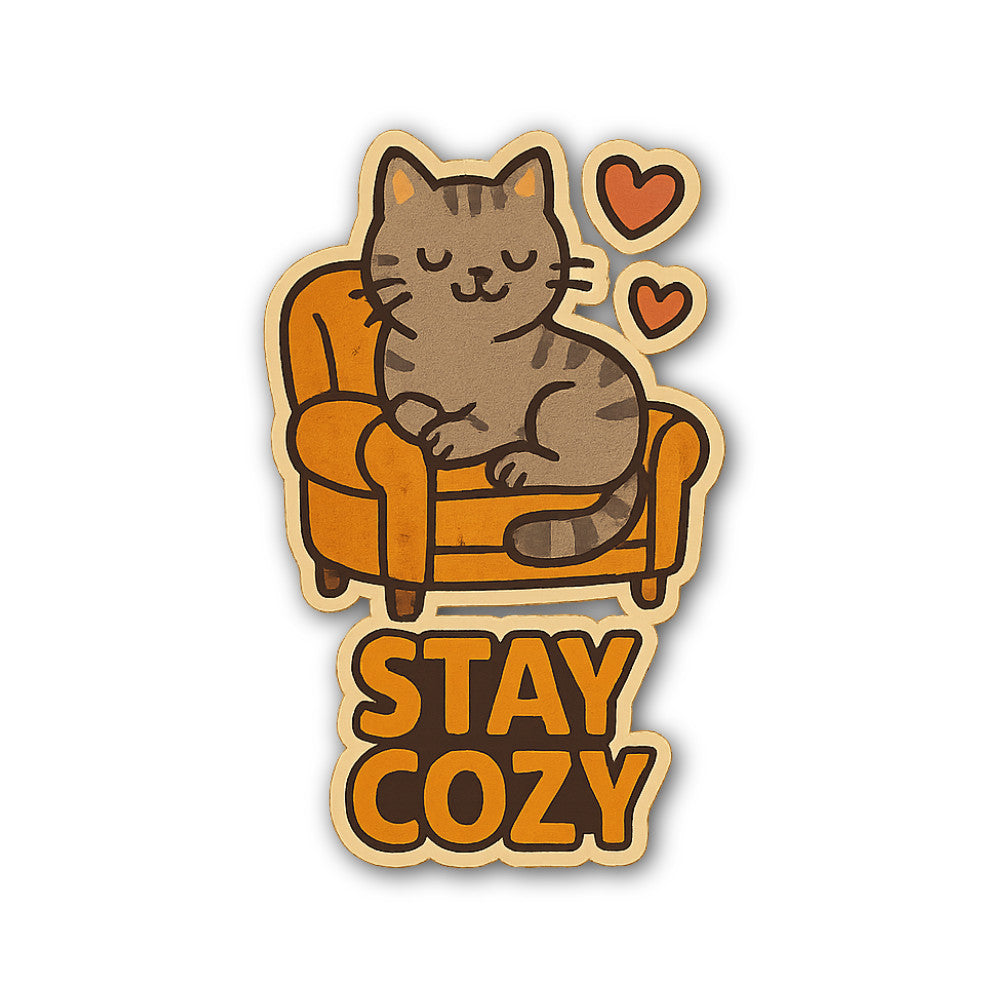 Stay Cozy Sticker, Waterproof Vinyl Decal Sticker Indoor Or Outdoor 2 (Pieces) 3" and 5"