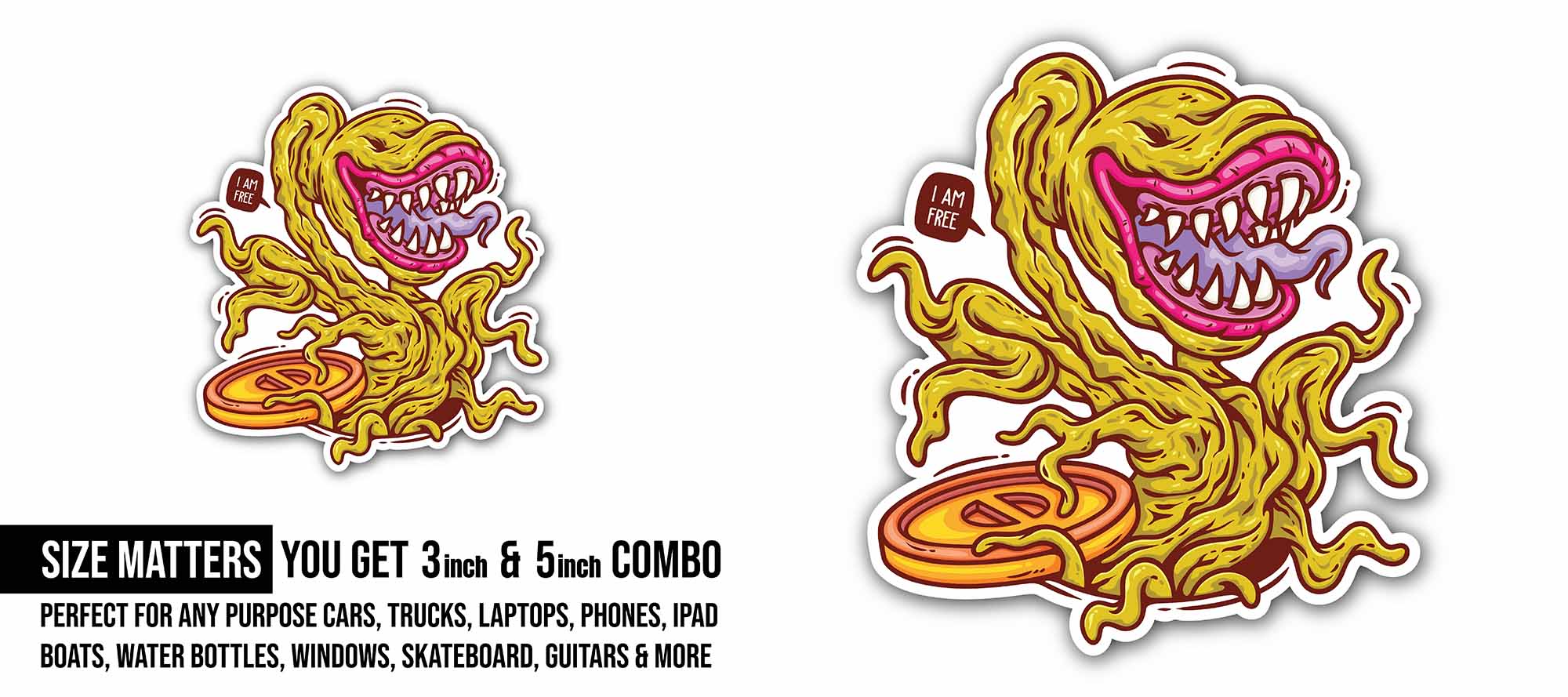 Monster Plants Sticker, Waterproof Vinyl Decal Sticker Indoor Or Outdoor 2 (Pieces) 3" and 5"