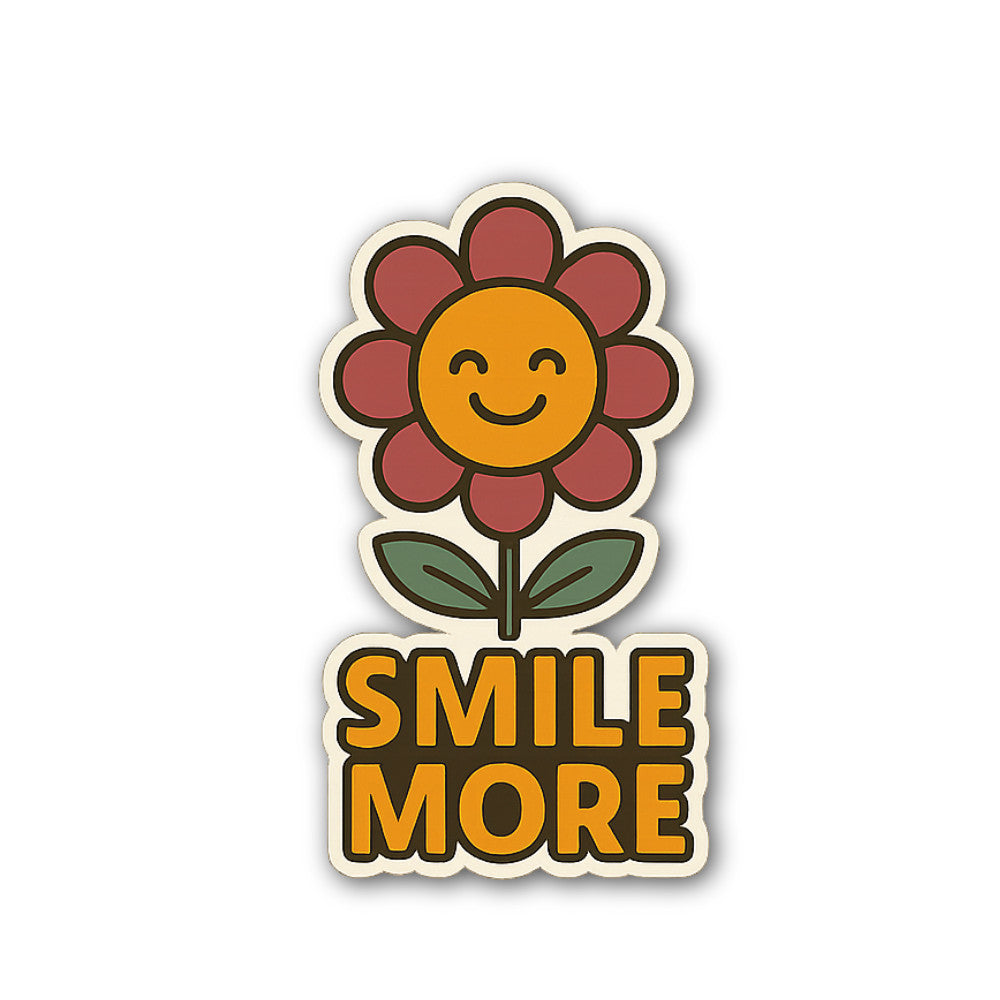 Smile More Sticker, Waterproof Vinyl Decal Sticker Indoor Or Outdoor 2 (Pieces) 3" and 5"