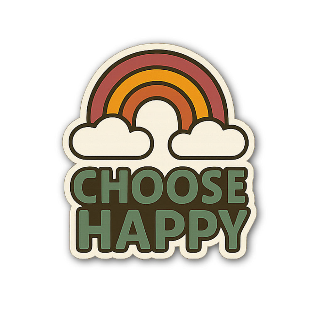 Choose Happy Sticker, Waterproof Vinyl Decal Sticker Indoor Or Outdoor 2 (Pieces) 3" and 5"