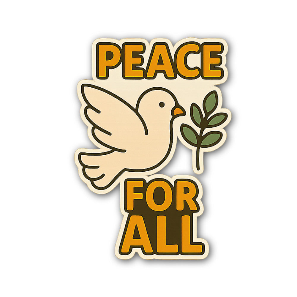 PEACE FOR ALL & Peace Bird Sticker, Waterproof Vinyl Decal Sticker Indoor Or Outdoor 2 (Pieces) 3" and 5"