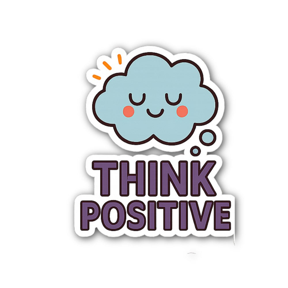 THINK POSITIVE Cloud Sticker, Waterproof Vinyl Decal Sticker Indoor Or Outdoor 2 (Pieces) 3" and 5"
