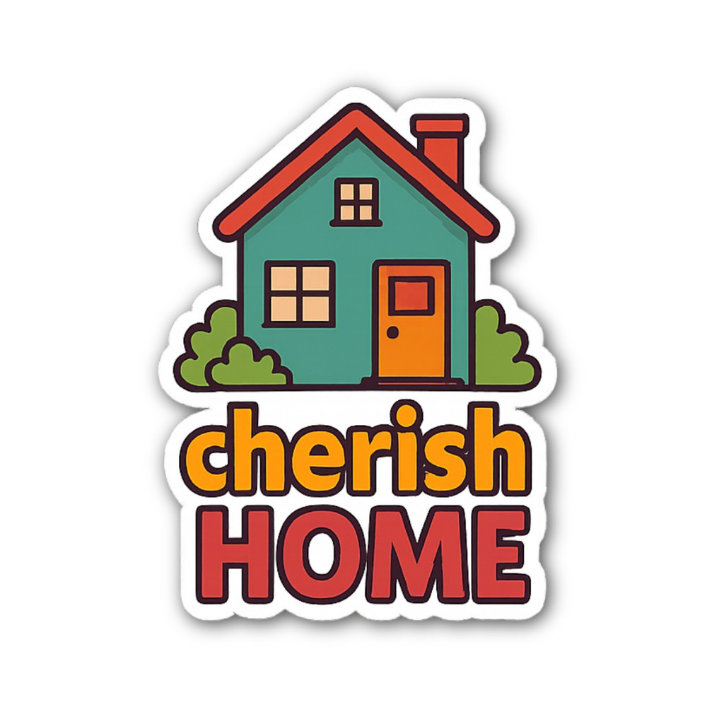Cherish HOME Sticker, Waterproof Vinyl Decal Sticker Indoor Or Outdoor 2 (Pieces) 3" and 5"