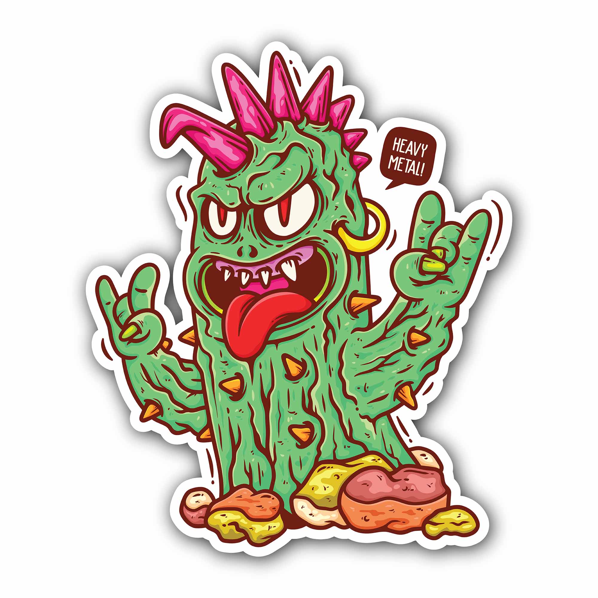 Rockactus Sticker, Waterproof Vinyl Decal Sticker Indoor Or Outdoor 2 (Pieces) 3" and 5"