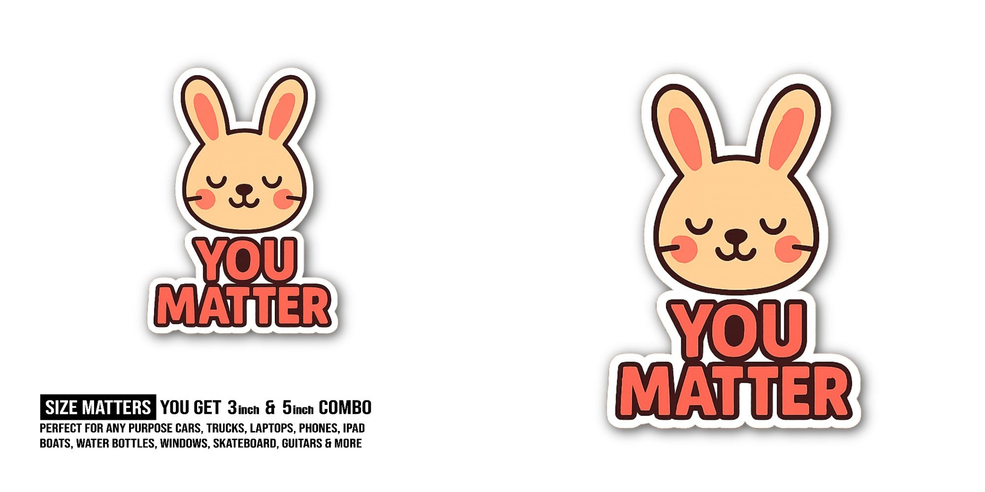 Bunny Sticker, Waterproof Vinyl Decal Sticker Indoor Or Outdoor 2 (Pieces) 3" and 5"