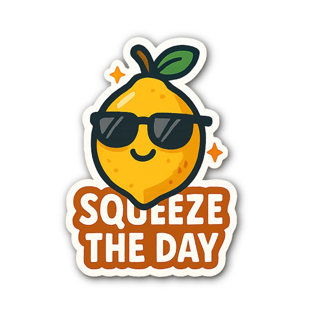 SQUEEZE THE DAY Sticker, Waterproof Vinyl Decal Sticker Indoor Or Outdoor 2 (Pieces) 3" and 5"