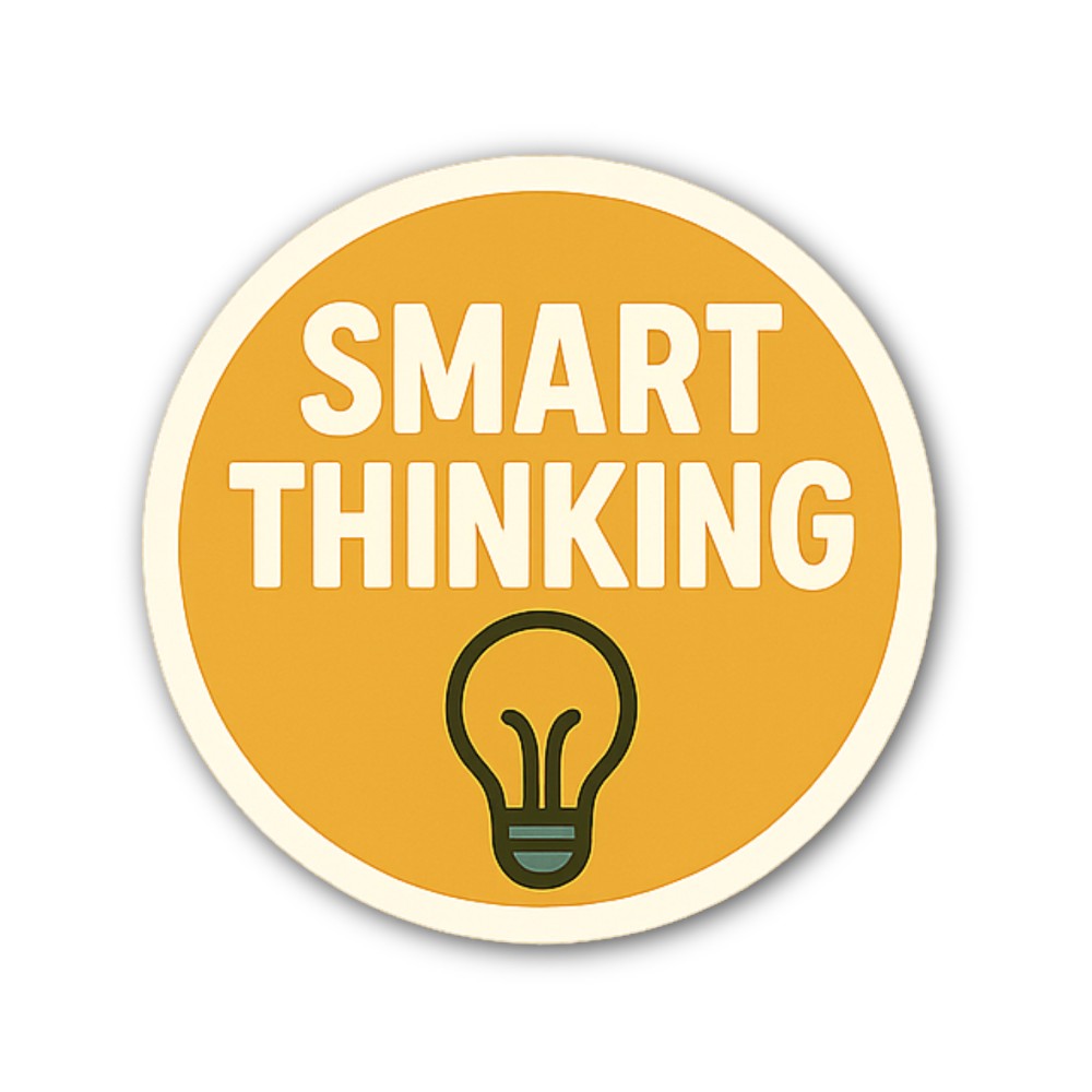 SMART THINKING Sticker, Waterproof Vinyl Decal Sticker Indoor Or Outdoor 2 (Pieces) 3" and 5"