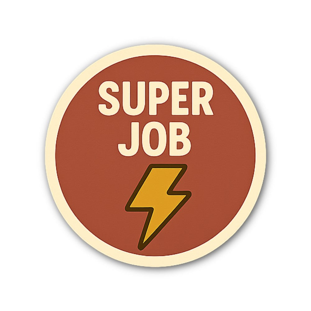 SUPER  Sticker, Waterproof Vinyl Decal Sticker Indoor Or Outdoor 2 (Pieces) 3" and 5"