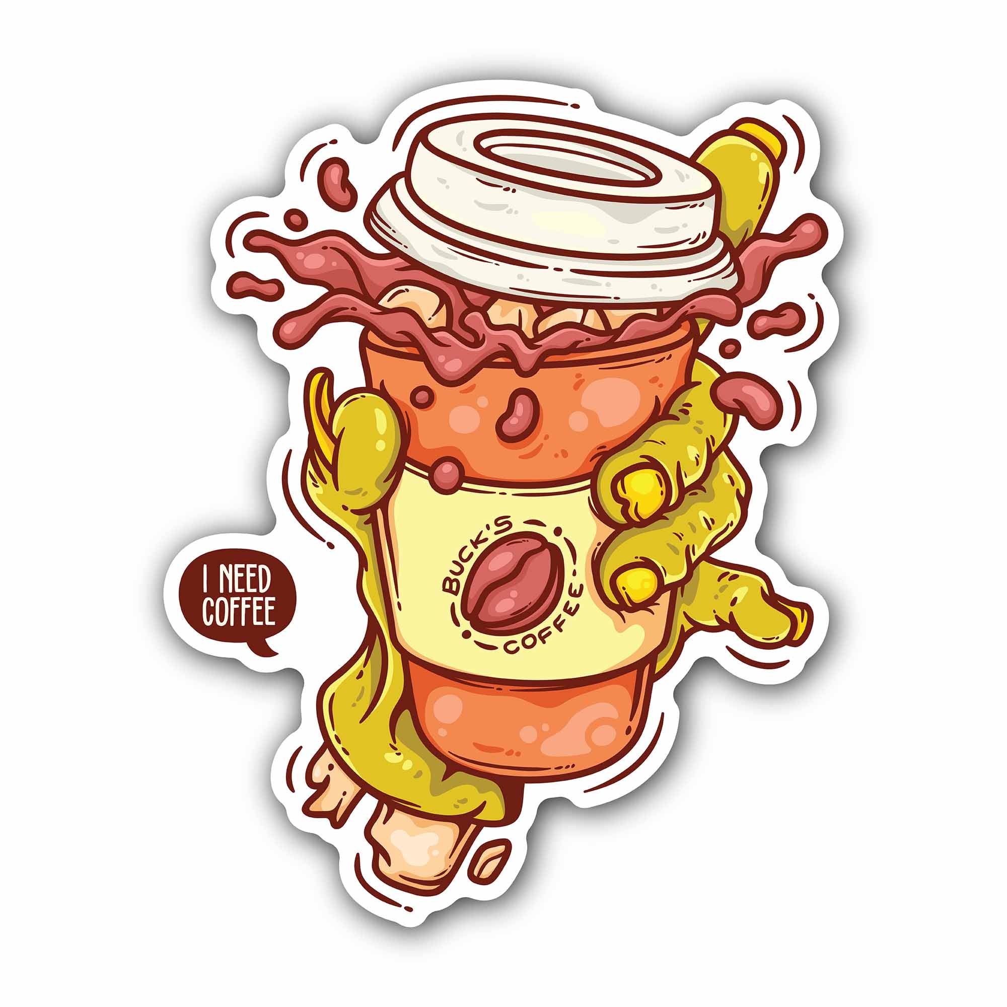 Coffee Cup Sticker, Waterproof Vinyl Decal Sticker Indoor Or Outdoor 2 (Pieces) 3" and 5"