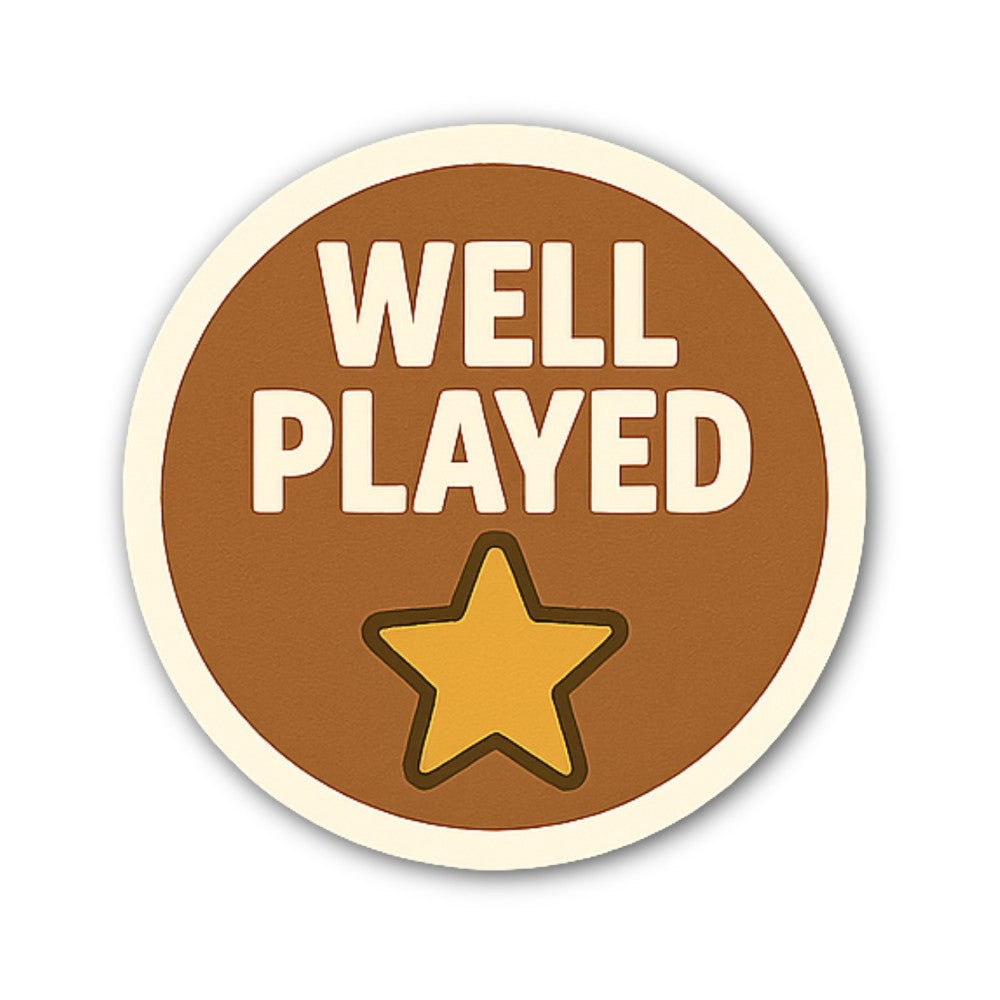 PLAYED Sticker, Waterproof Vinyl Decal Sticker Indoor Or Outdoor 2 (Pieces) 3" and 5"