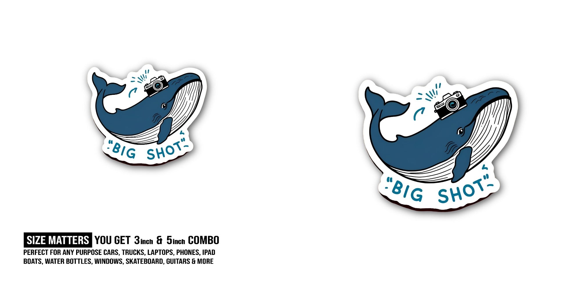 BIG SHOT Sticker, Waterproof Vinyl Decal Sticker Indoor Or Outdoor 2 (Pieces) 3" and 5"