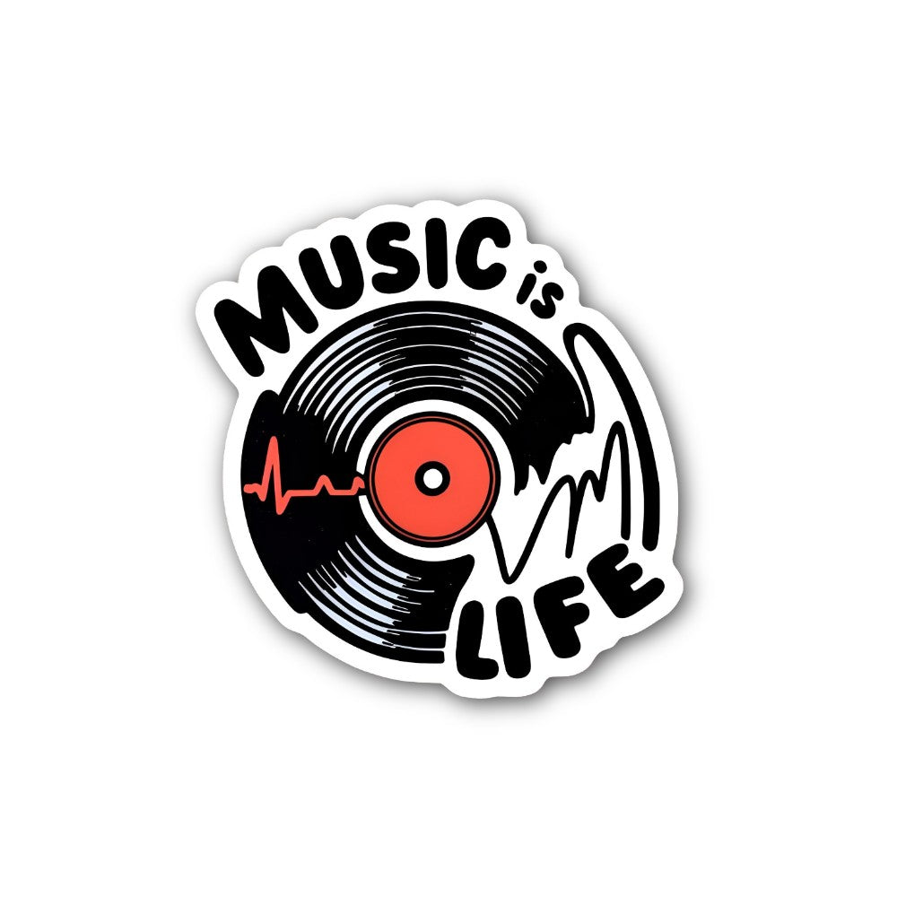 MUSIC is LIFE Sticker, Waterproof Vinyl Decal Sticker Indoor Or Outdoor 2 (Pieces) 3" and 5"