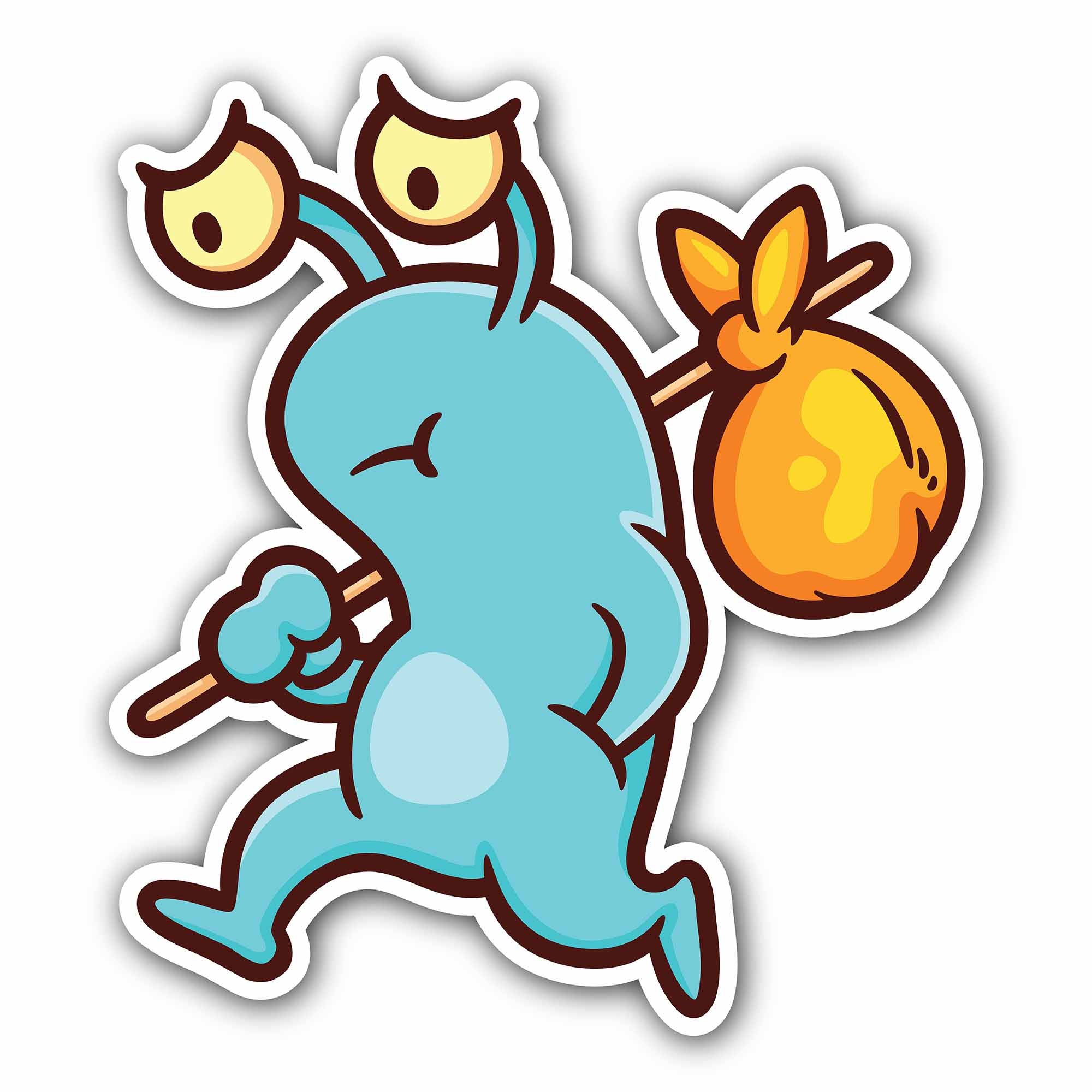 Blue Cute Monster Sticker, Waterproof Vinyl Decal Sticker Indoor Or Outdoor 2 (Pieces) 3" and 5"