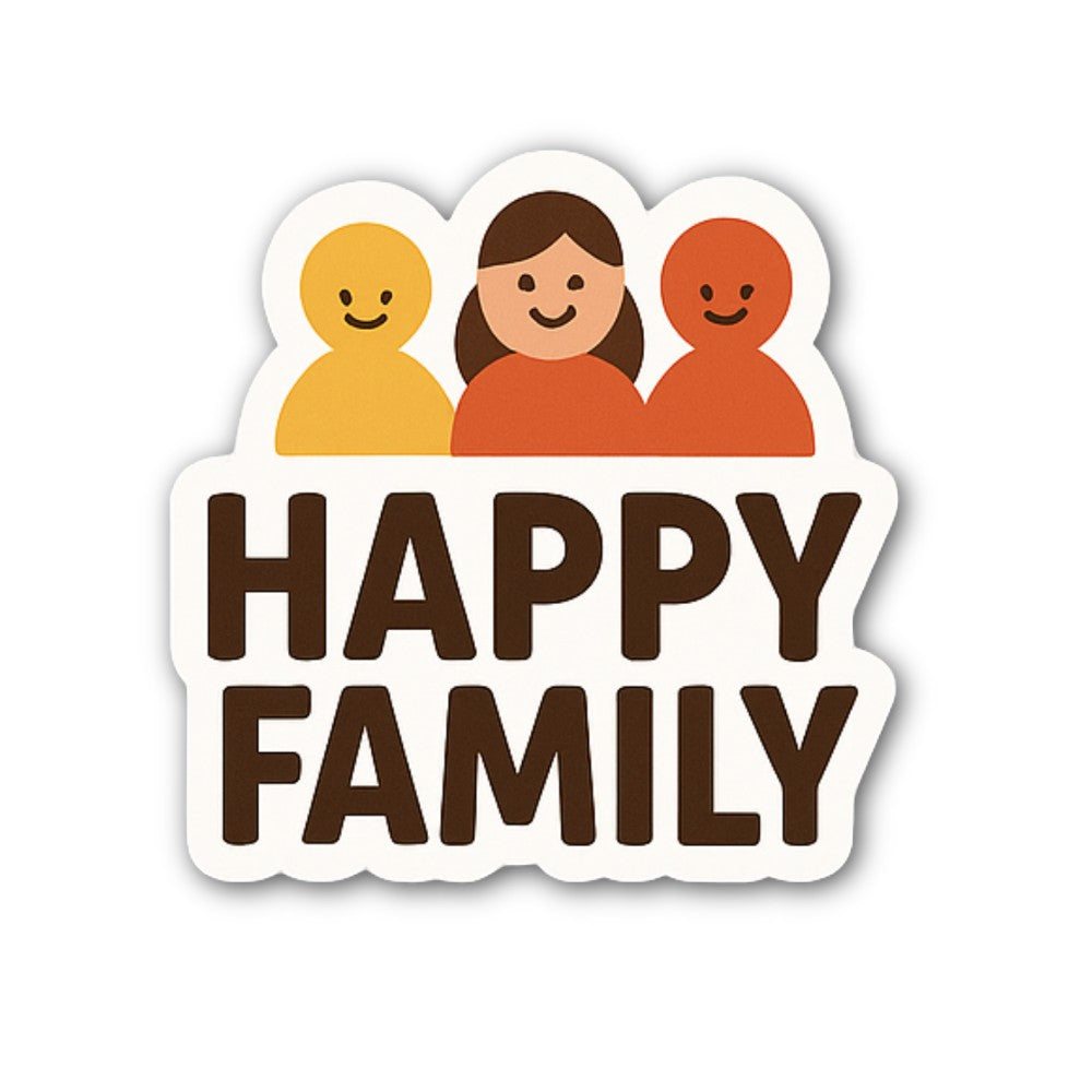 Cute Happy family Sticker, Waterproof Vinyl Decal Sticker Indoor Or Outdoor 2 (Pieces) 3" and 5"