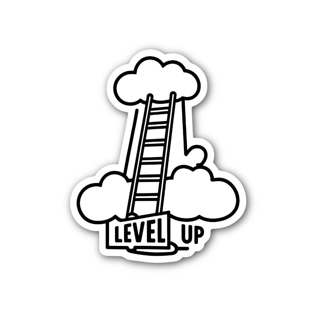 LEVEL UP & Ladder Sticker, Waterproof Vinyl Decal Sticker Indoor Or Outdoor 2 (Pieces) 3" and 5"