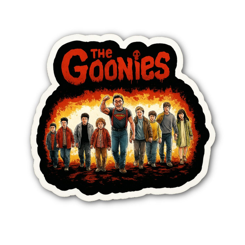 The Goonies Down Here Sticker, Waterproof Vinyl Decal Sticker Indoor Or Outdoor 2 (Pieces) 3" and 5"
