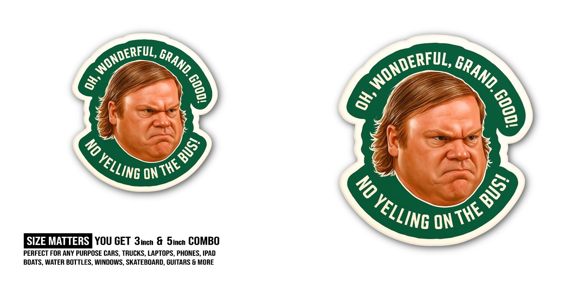 NO YELLING ON THE BUS Sticker, Waterproof Vinyl Decal Sticker Indoor Or Outdoor 2 (Pieces) 3" and 5"