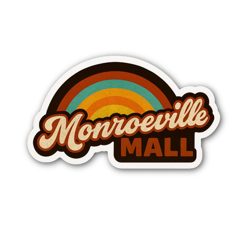 Monroeville MALL With Rainbow Sticker, Waterproof Vinyl Decal Sticker Indoor Or Outdoor 2 (Pieces) 3" and 5"
