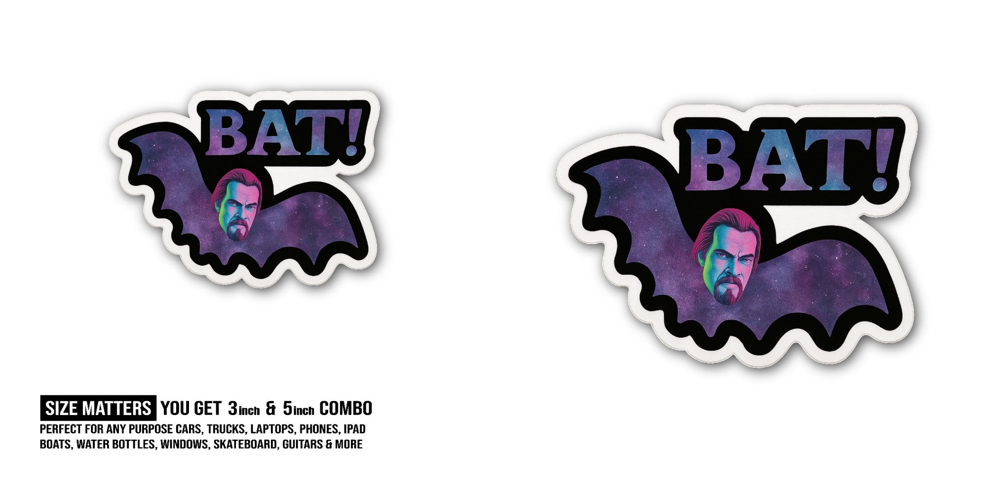 BAT Vampire Sticker, Waterproof Vinyl Decal Sticker Indoor Or Outdoor 2 (Pieces) 3" and 5"