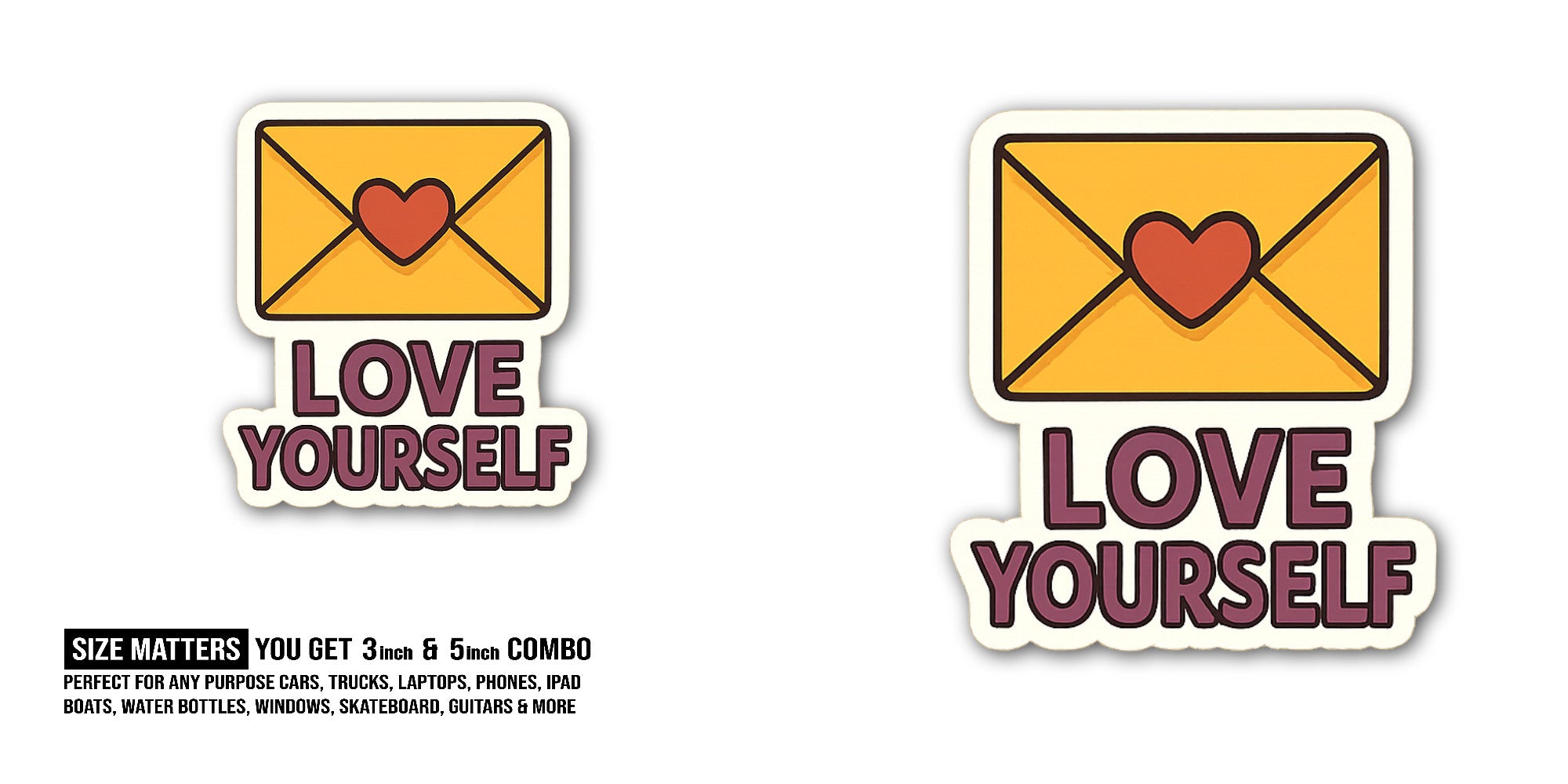 Yellow envelope  Sticker, Waterproof Vinyl Decal Sticker Indoor Or Outdoor 2 (Pieces) 3" and 5"