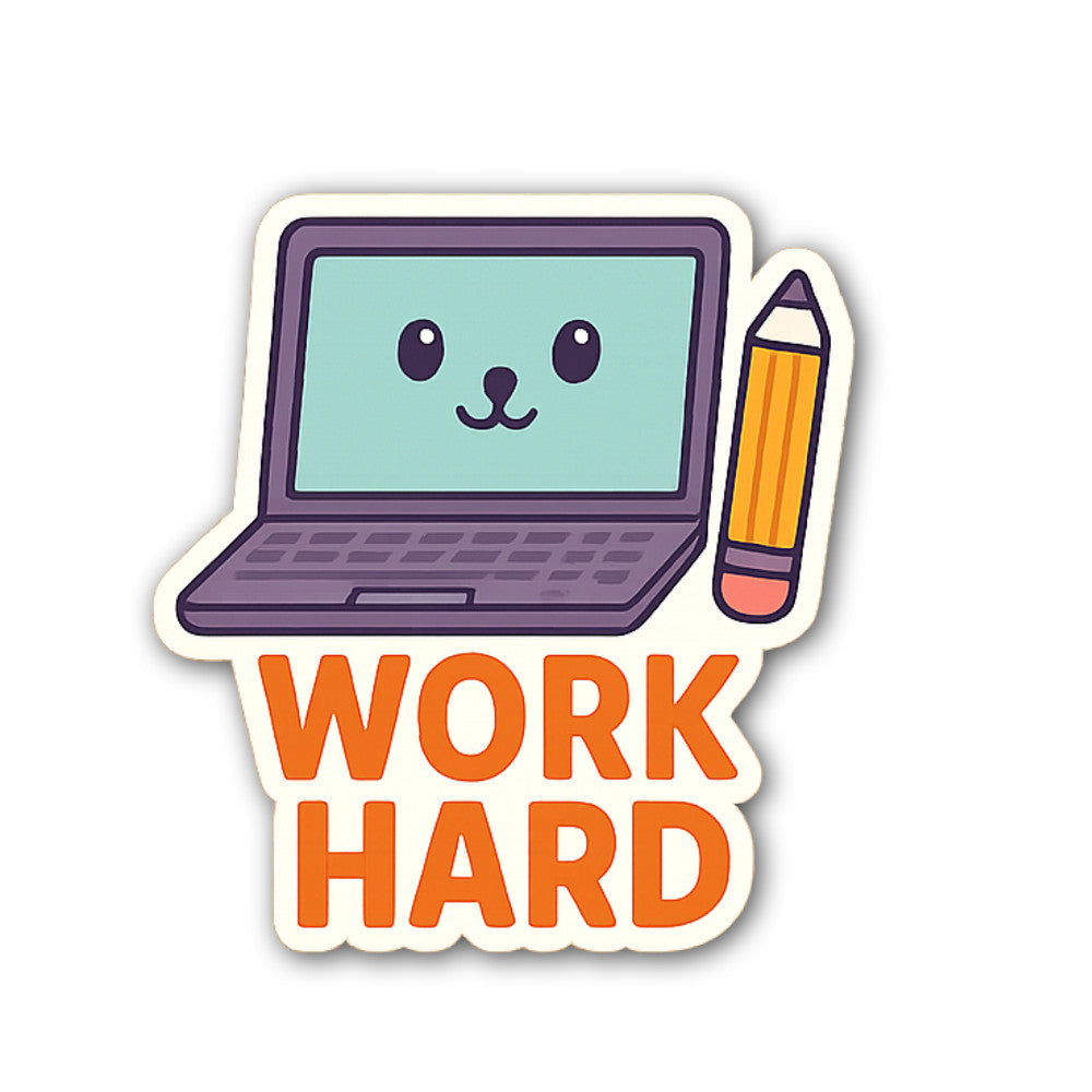 HARD WORK Sticker, Waterproof Vinyl Decal Sticker Indoor Or Outdoor 2 (Pieces) 3" and 5"