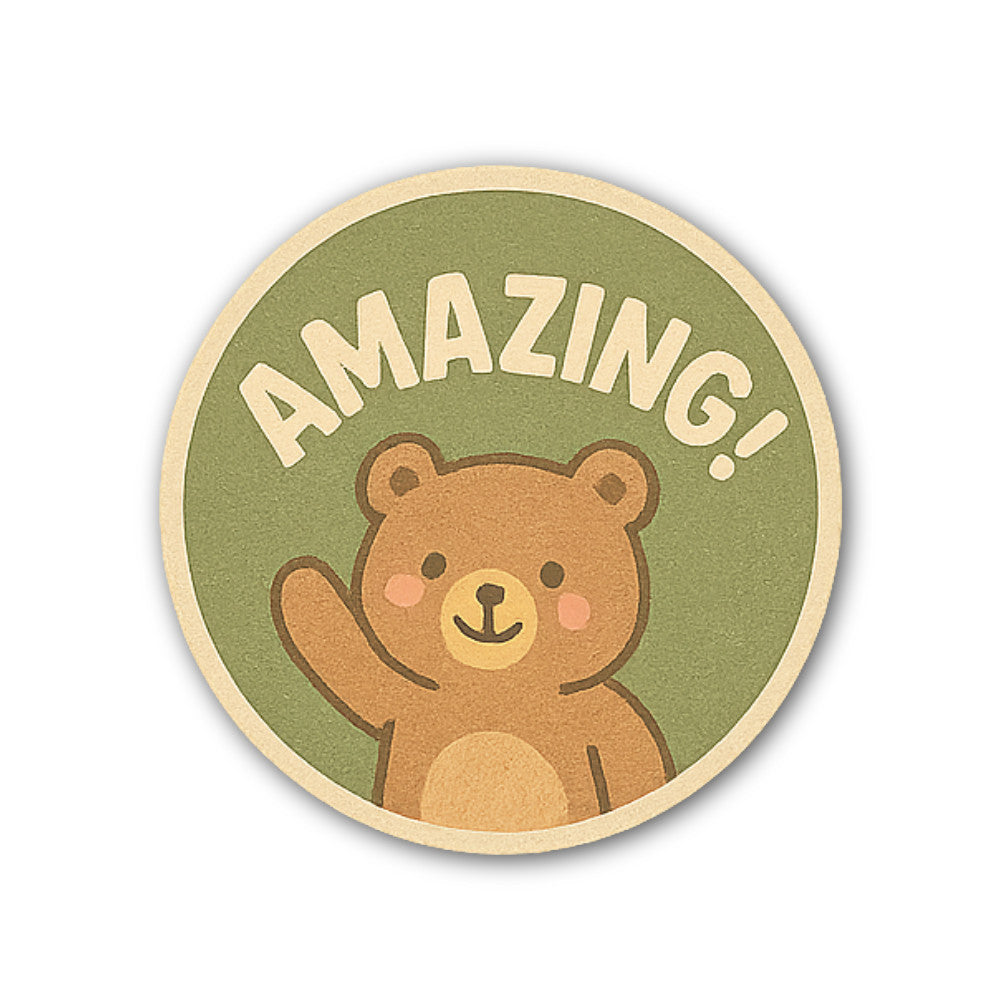 AMAZING Bear Sticker, Waterproof Vinyl Decal Sticker Indoor Or Outdoor 2 (Pieces) 3" and 5"